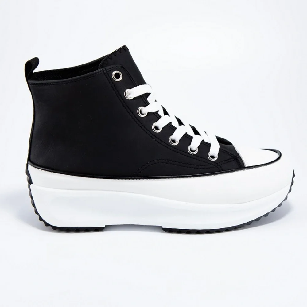 Black High Top Lace Up Platform Sneaker - Picture 5 of 11